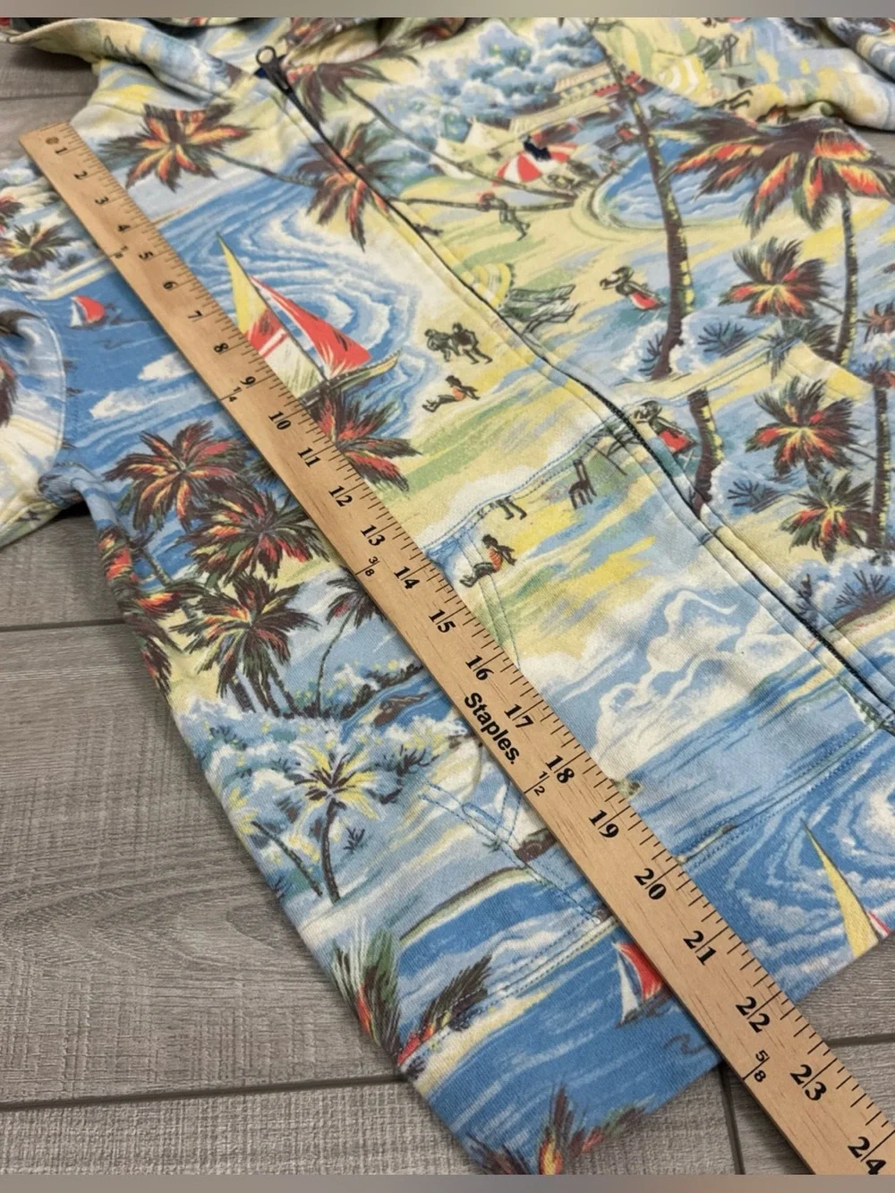 POLO RALPH LAUREN Hawaiian Print Jacket Hoodie Full Zip 100%‎ cotton Pockets